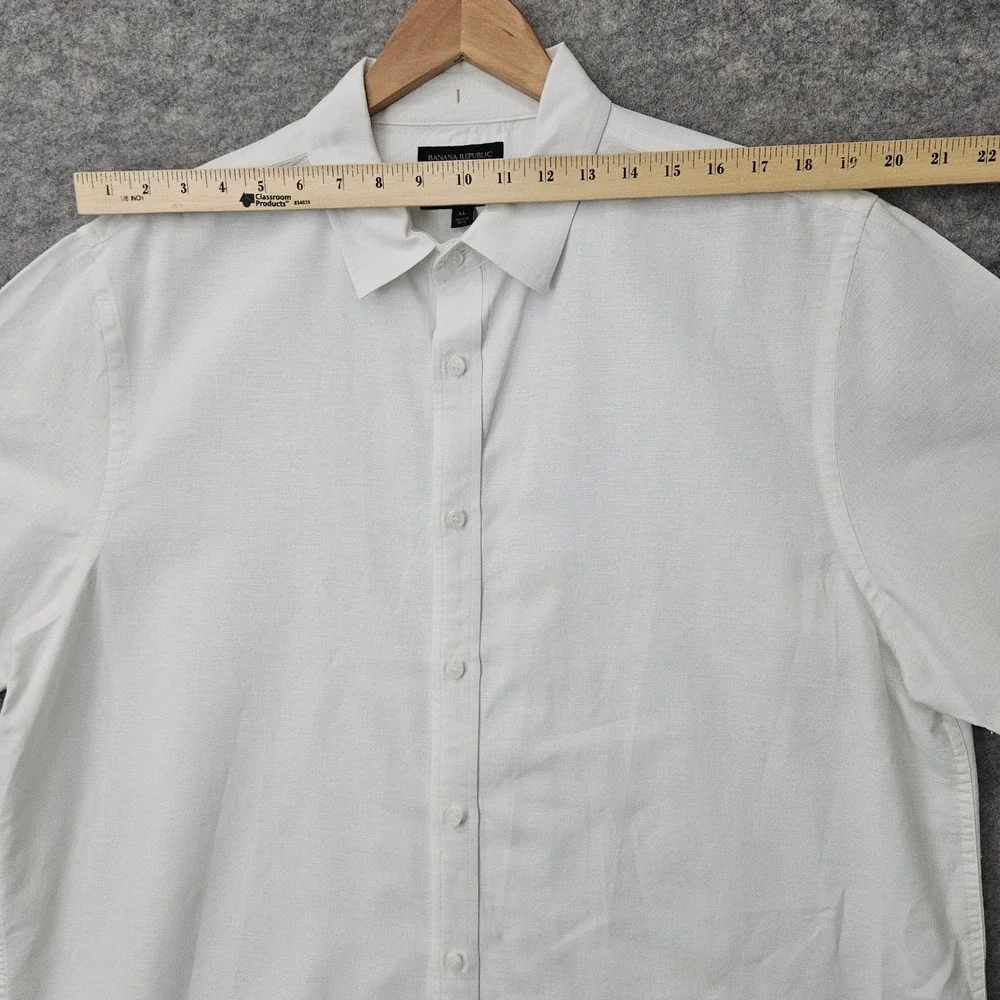Banana Republic Men's White Button Up Shirt Size XL Linen/Cotton Blend Slim Fit